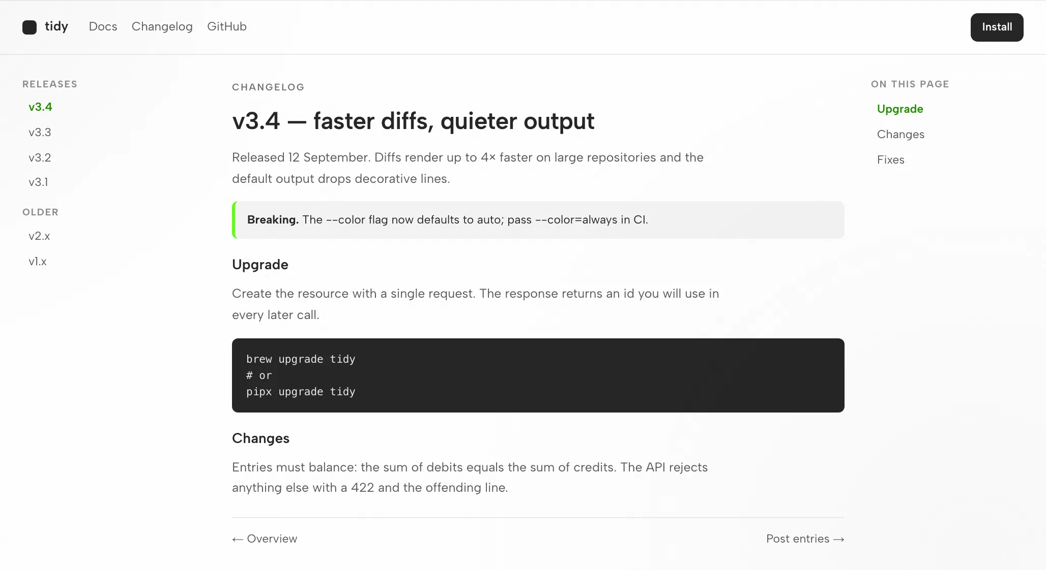 Aider Artifact: The Changelog Page at 1440px and 390px — Desktop