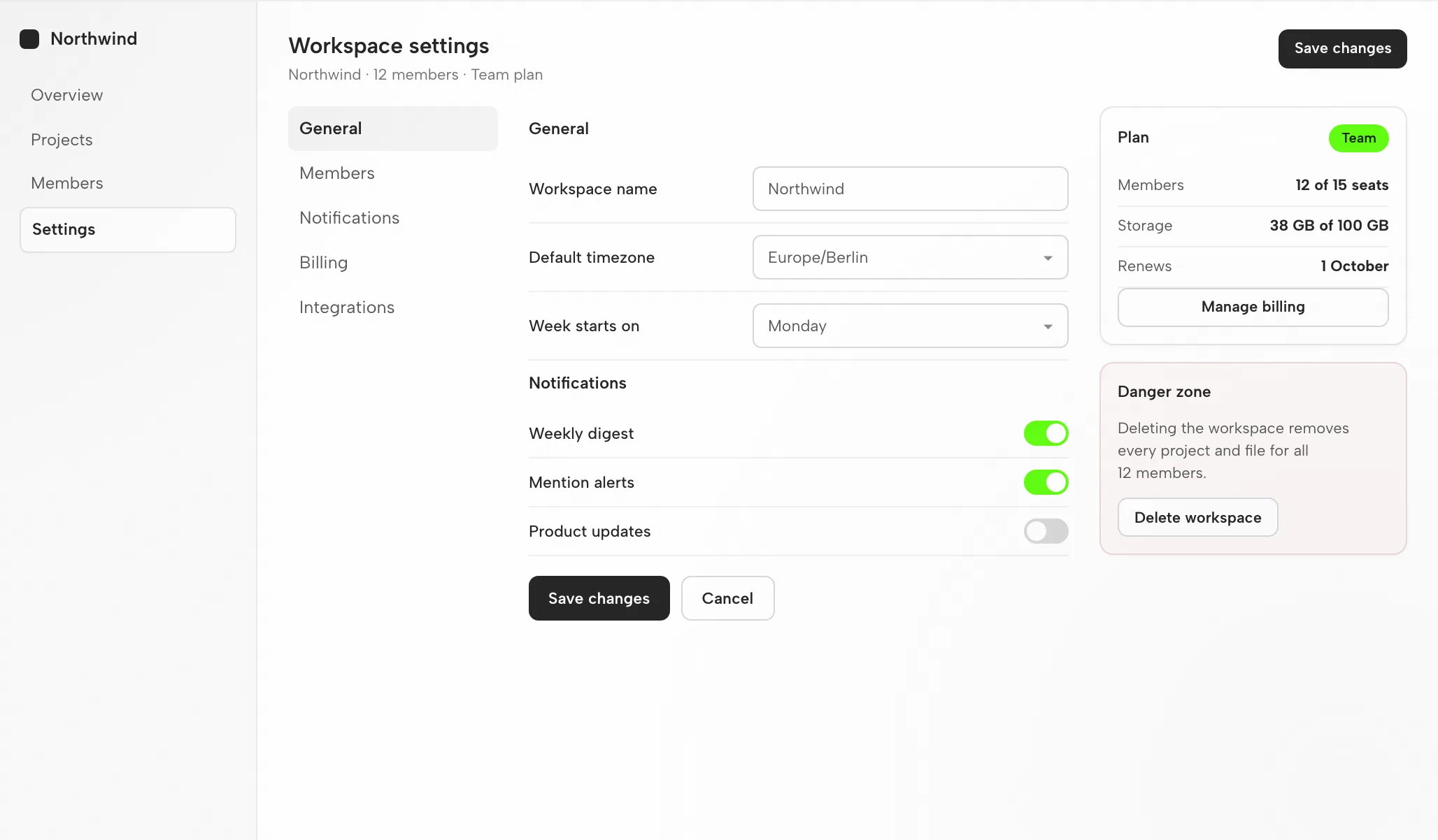 Claude Code Artifact: The Settings Screen at 1440px and 390px — Desktop