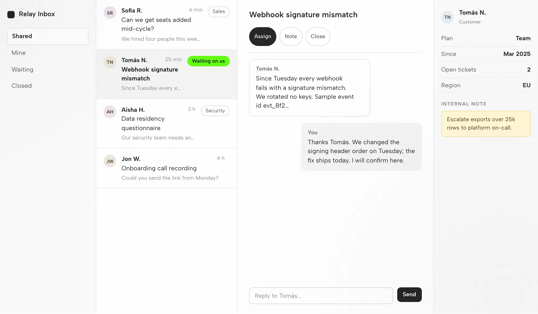 OpenCode Artifact: The Team Inbox at 1440px and 390px — Desktop