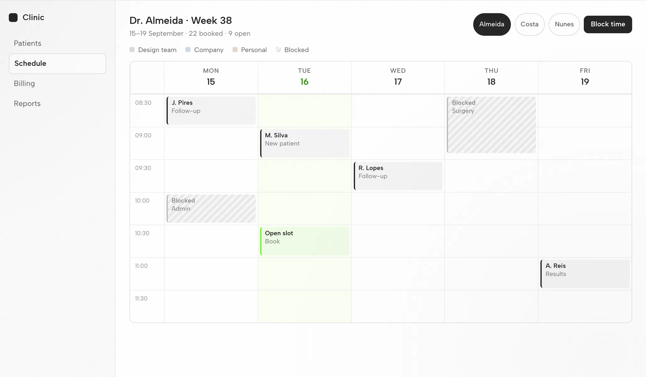 Reasonix Artifact: The Booking Schedule at 1440px and 390px — Desktop
